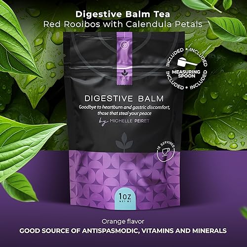 Miniatura 2 de Michelle Peiret Té de bálsamo digestivo, 1 oz (15 porciones por recipiente), sabor a naranja, mezcla de flores de caléndula (caléndula), manzanilla