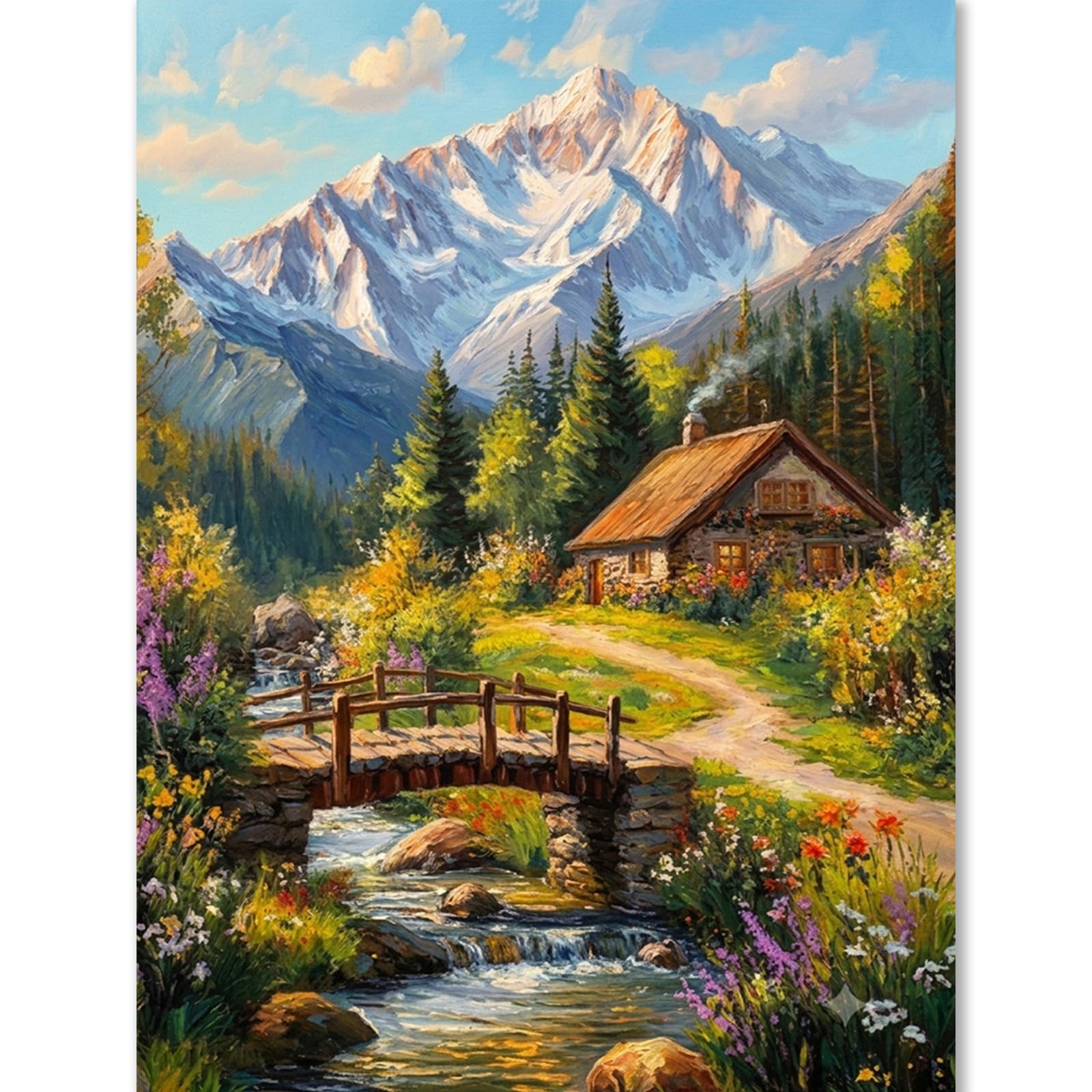 Country Cottage Paint by Numbers for Adults, Arts and Crafts 12x16inch