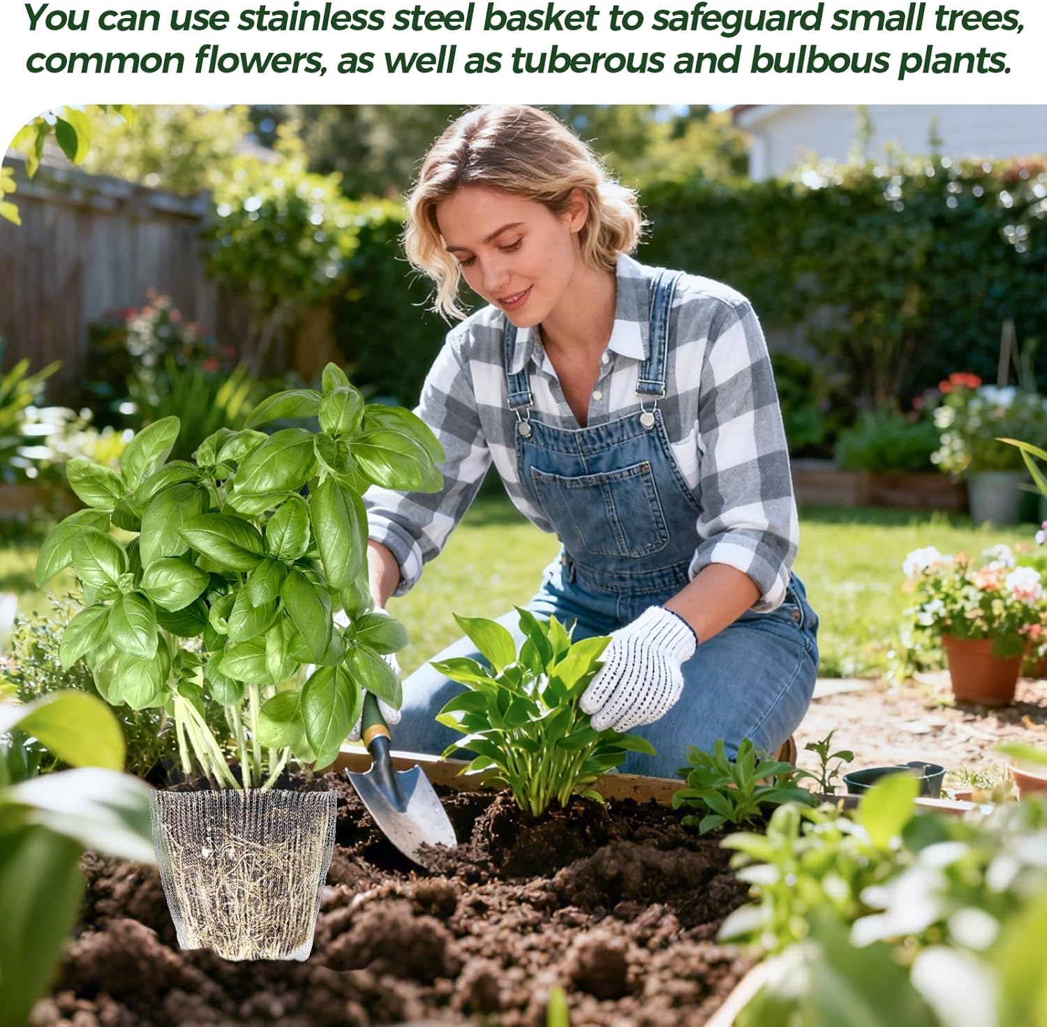 Gopher Baskets 3 Gallon 20 Pcs Root Guard Gopher Proof Wire Mesh Basket 14x14 in Stainless Steel Basket Fruit Protection Bag for Plants Root Barrier