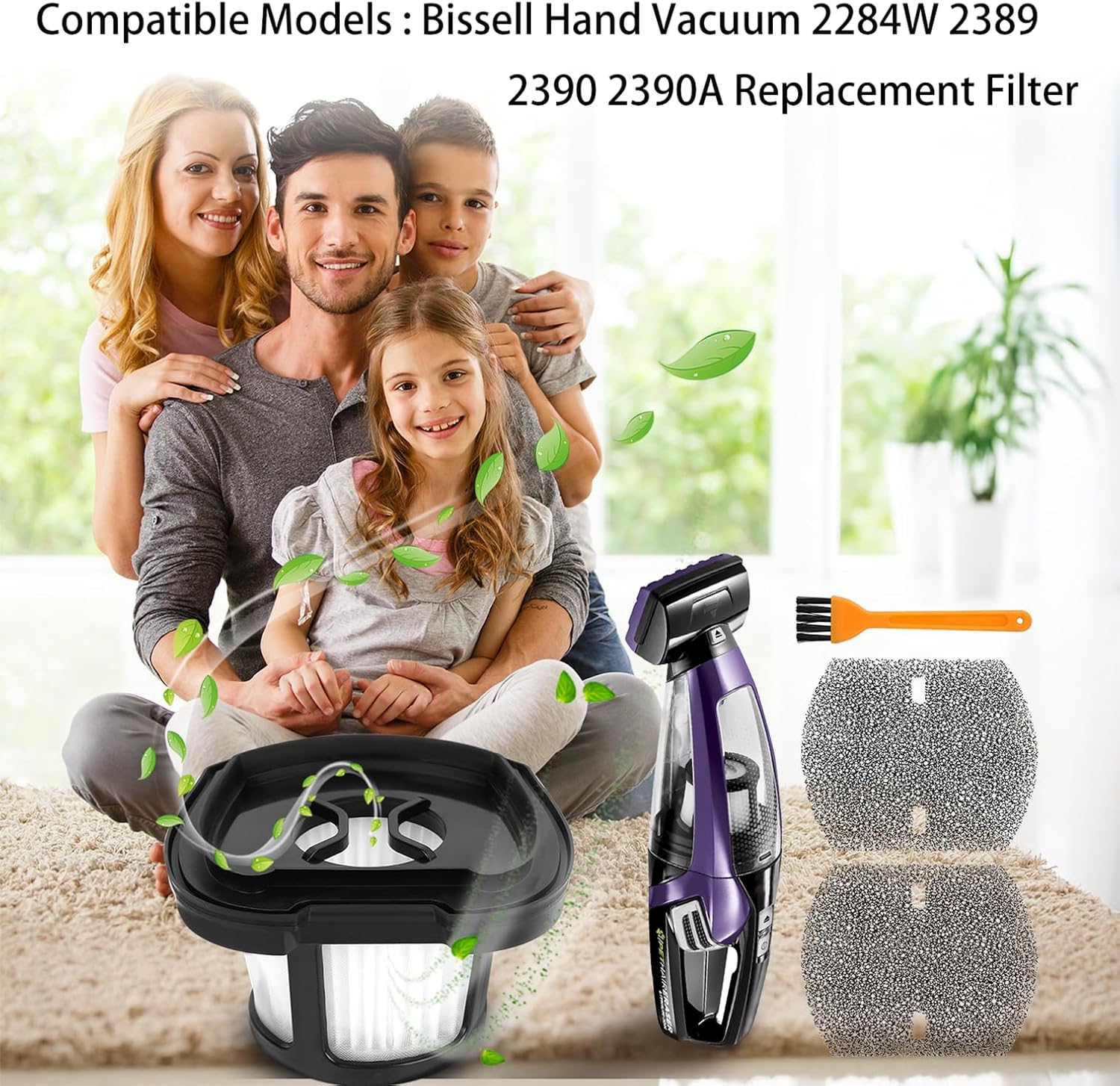 4-Pack Handheld Vacuums Replacement Filter for Bissell Pet Hair Eraser Lithium Ion Cordless Hand Vacuum 2284W 2389 2390 2390A, Black - Image 7