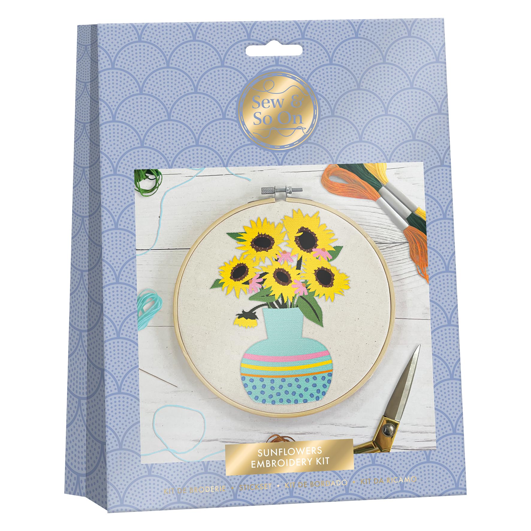 Sew & So On Sunflowers Sew And So On Premium Embroidery Kit, Kits For Adults, Cross Stitch For Beginners, Gift Idea With Patterns, Embroidery Crafting Set