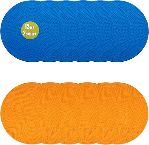 Miniatura 7 de Marcadores de goma para el suelo, puntos de agilidad antideslizantes de 9 pulgadas, conos planos para niños, deportes, fútbol, baloncesto,