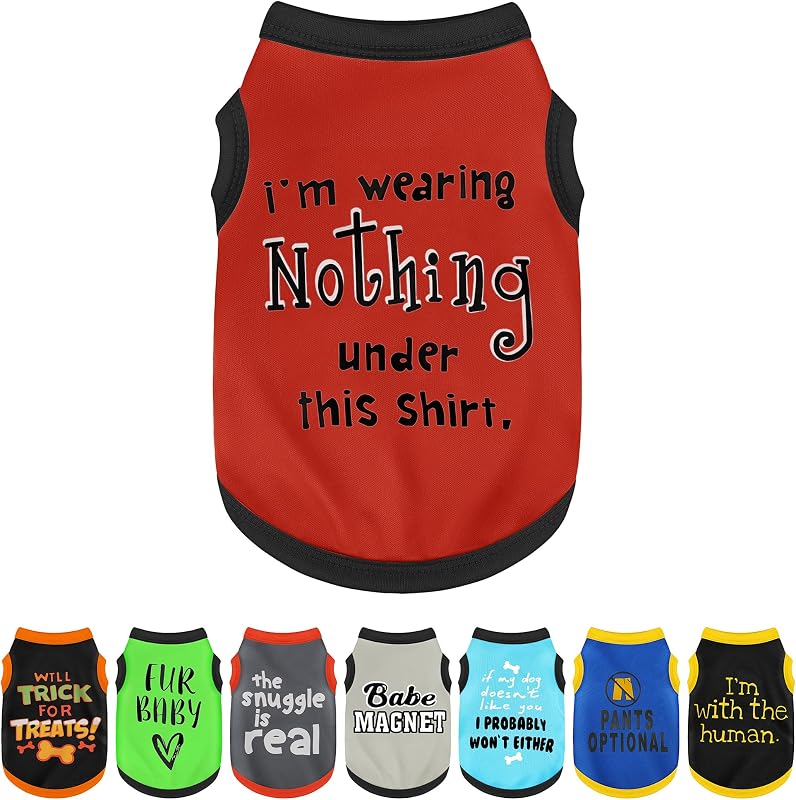 Camiseta para Cães Paiaite com Estampa Divertida, Sem Mangas e Tecido de Poliéster – X-Small