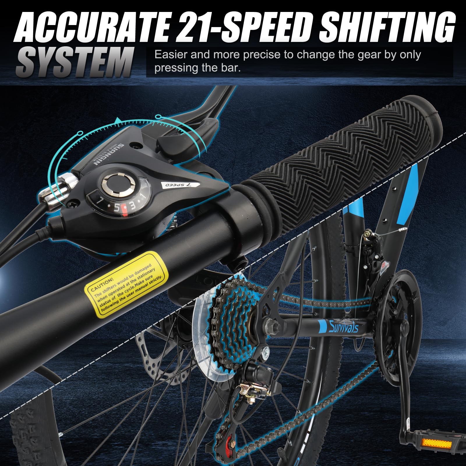 Ktaxon Mountain Bike 24/26/27.5 Inch Men & Women Mountain Bike with 21-Speed Adult Bikes, Double Disc Brake, Suspension Fork and High Carbon Steel Frame