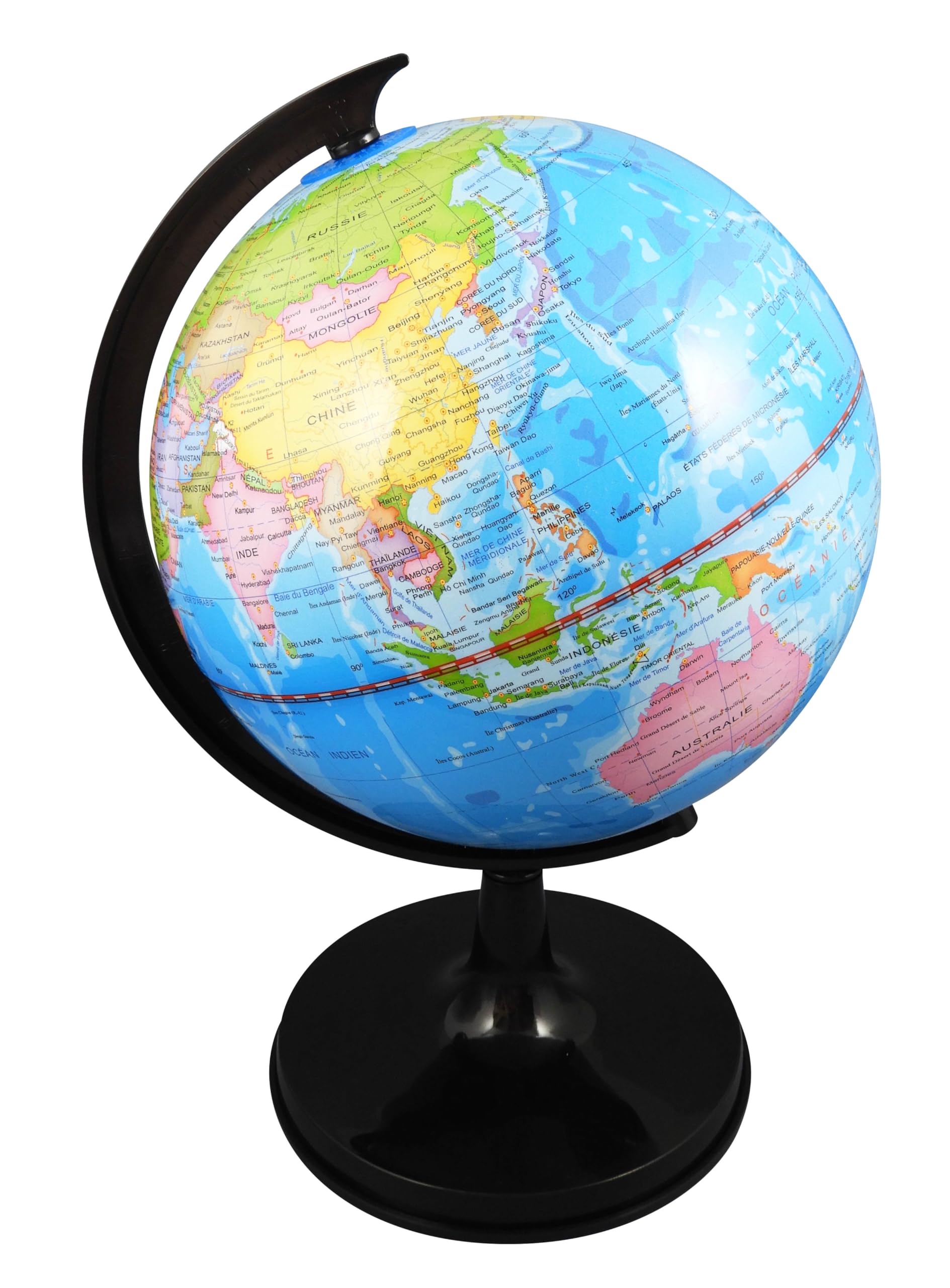 Globe Terrestre 20 cm pour Enfants – Découverte Pays, Villes, Océans et Fleuves – Socle Noir Mat – Éducatif dès 6 Ans