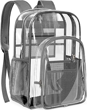 PAMANO Clear Backpack Transparent Heavy Duty School PVC Bookbag See Through Bag Boys and Girls for College Work Travel Security