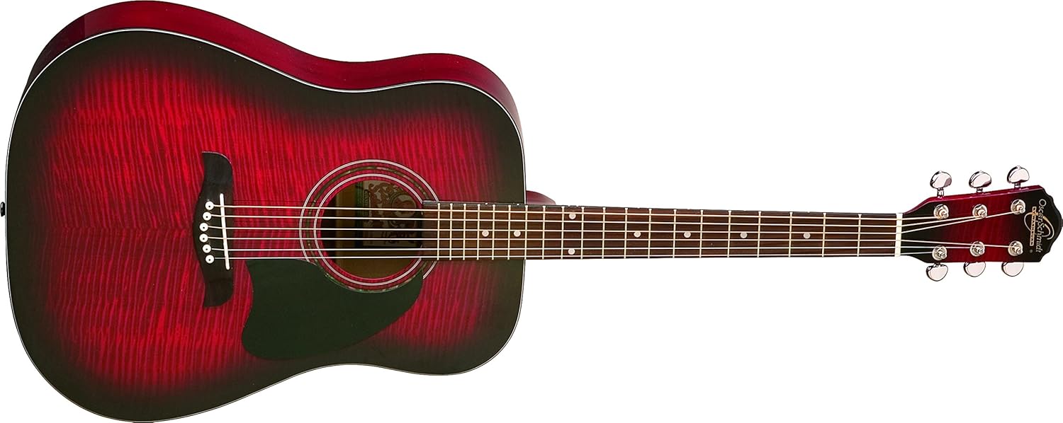 Oscar Schmidt OG2FYS-A-U Acoustic Dreadnought Size Guitar. Flame Yellow Sunburst