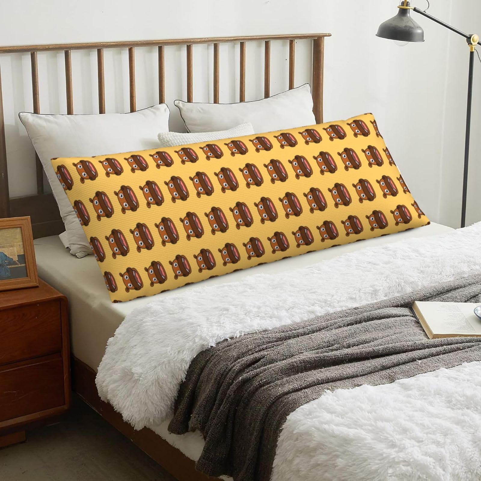 Happy Hippo, Body Pillow Cover with Zipper,Long Body Pillowcase 20 x 60 in