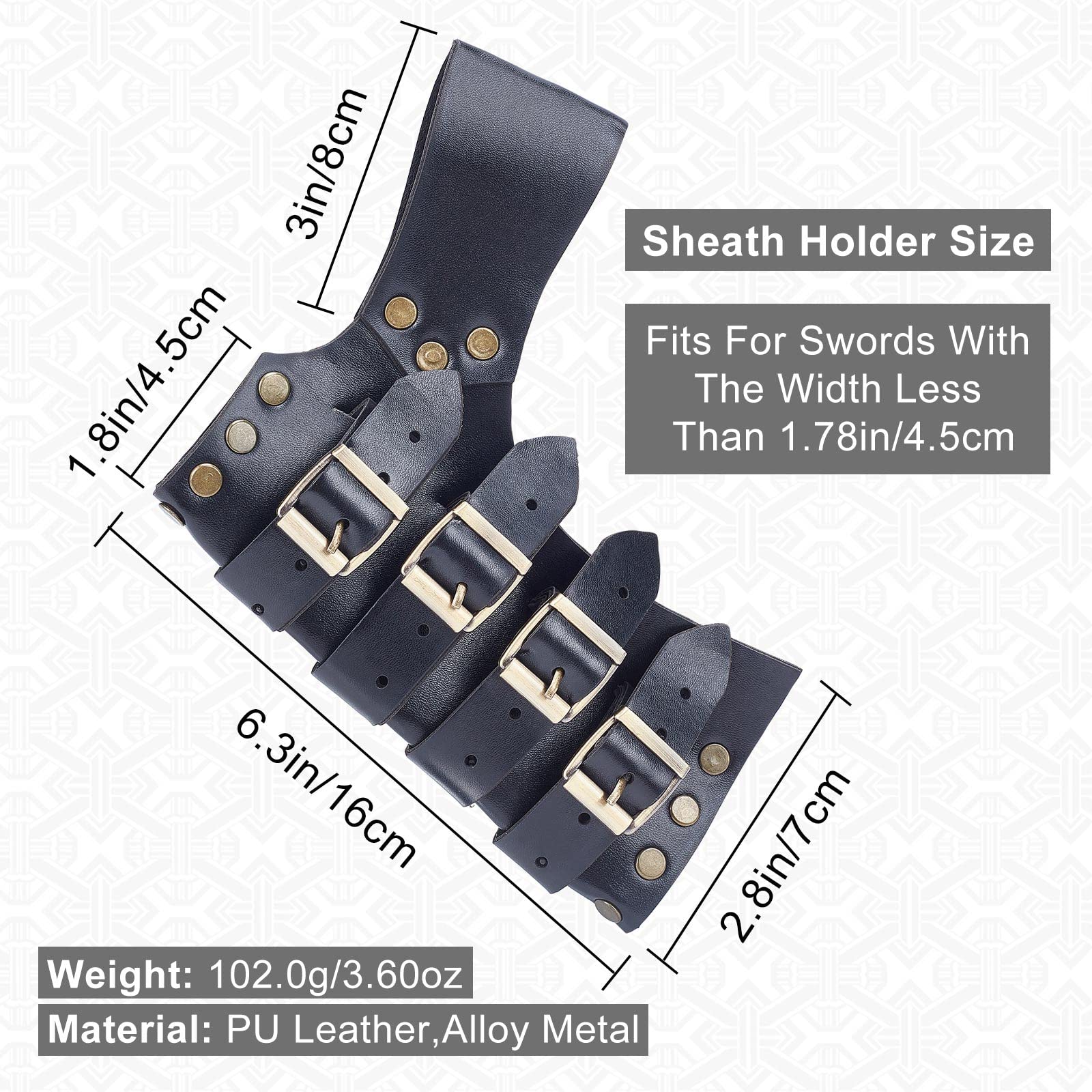 Étui Ceinture Pour épée Médiévale - Cuir Synthétique - Taille Réglable - Cosplay Renaissance/pirate/chevalier
