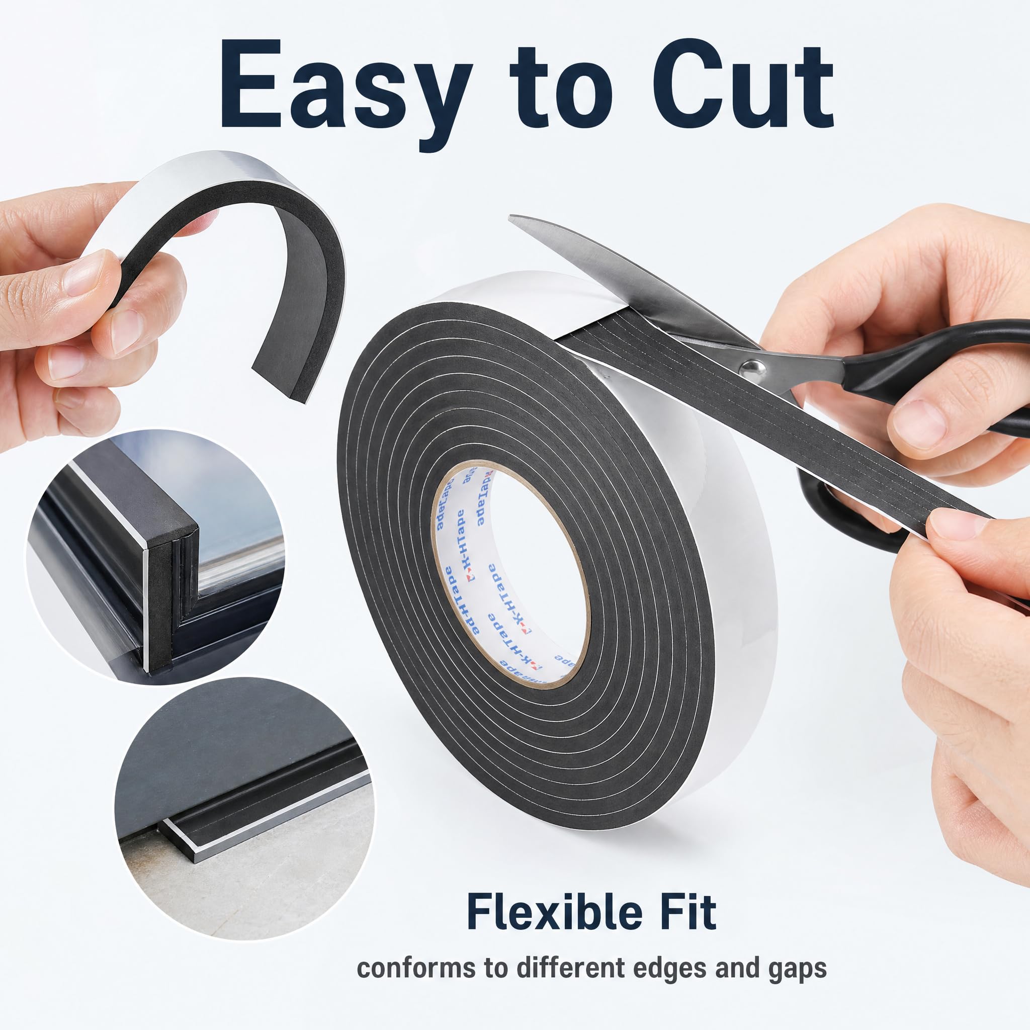 Cinta de espuma de alta densidad Hxtape adhesiva de un solo lado, impermeable, aislante de espuma