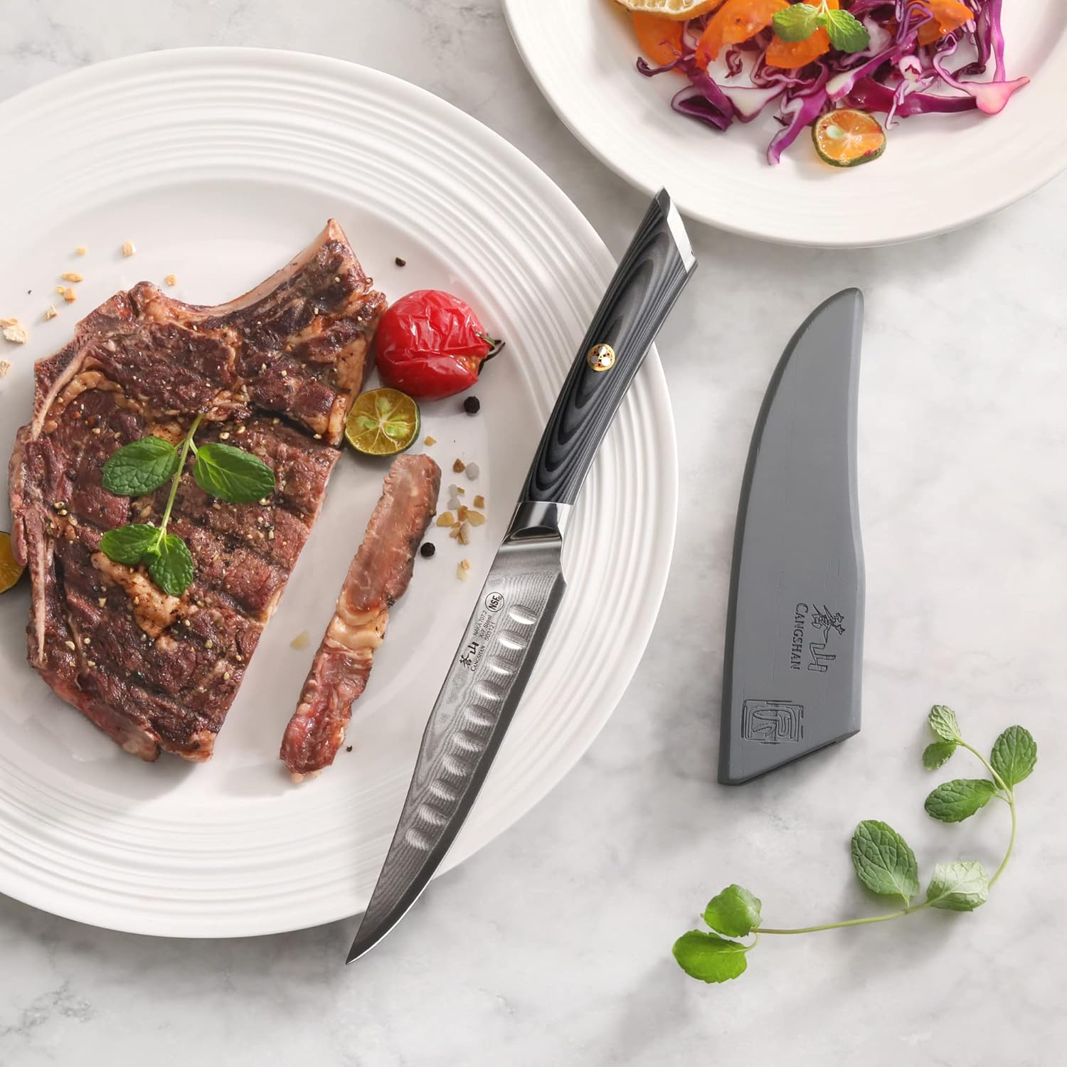 Cangshan NAKA Series 503121 X-7 Steel Forged 5-inch Fine-Edge Steak Knife with Sheath