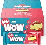 ANS Performance KetoWow Barres - Barres protéiniques à faible teneur en glucides - Kéto-Amis - 3g Carbes nets & 1g Sucre - Sans gluten - Barres alimentaires naturellement sucrées - Chocolat caramel salé - 12 x 40g Barres par boîte