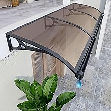 Toldo de policarbonato para puerta, refugio exterior de lluvia, protección UV y nieve, tamaño grande, 80 x 280 cm, toldo para techo para entrada del hogar, color marrón