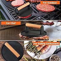 Vista 6 de Leonyo Cúpula de fusión y prensa de parrilla de hierro fundido, cubierta de hilvanado de 12 pulgadas con prensa redonda de tocino, triturador