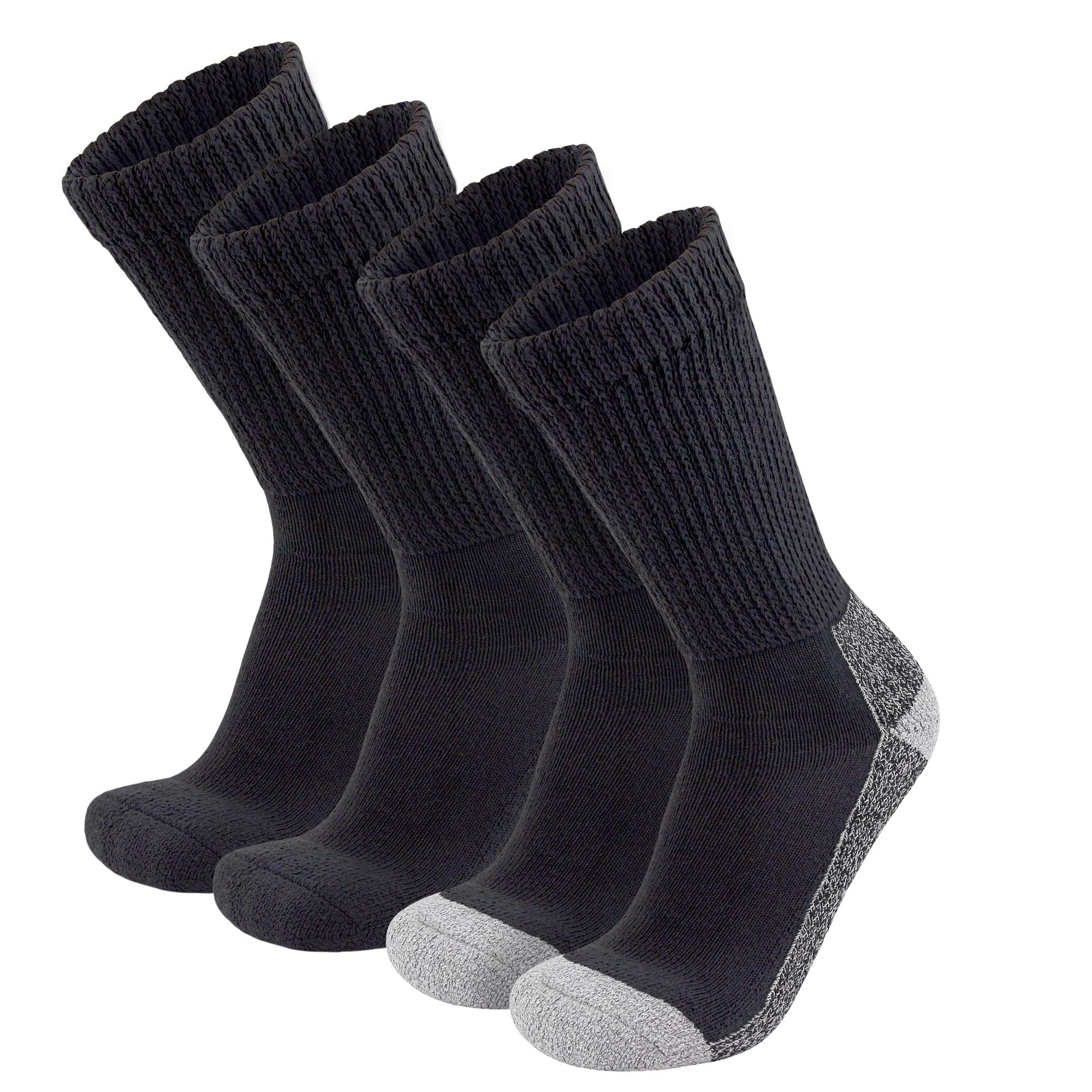 4 Pairs of Diabetic Extra Thick Warm Cotton Socks, Triple Cushioned Crew Slipper Socks