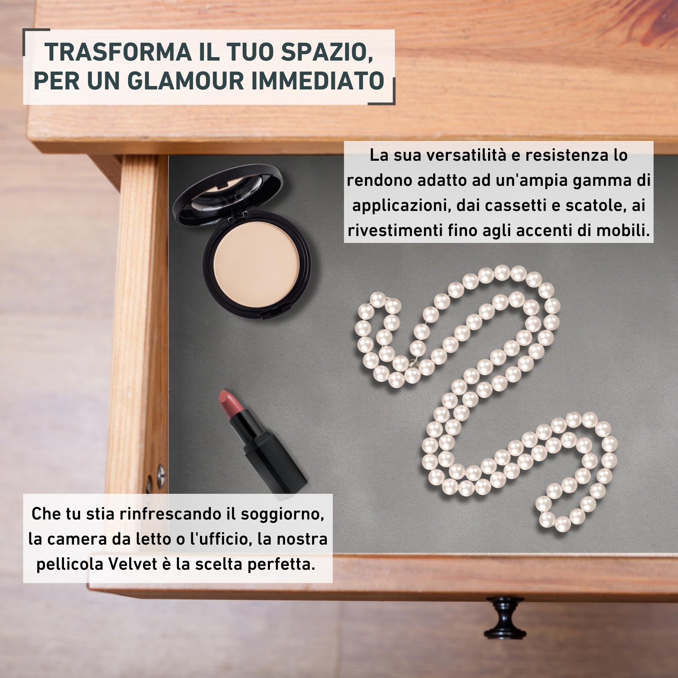 Venilia Pellicola adesiva, Velluto Ottica di velluto Grigio chiaro, 67,5cm x 1m, Spessore 140μ, Pellicola autoadesiva per mobili o cucina, carta da parati, PVC senza ftalati, Prodotto in UE