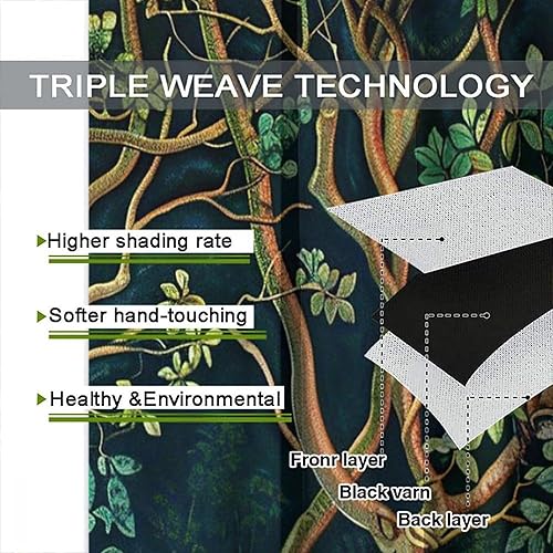 Miniatura 182 de Retro 70s Floral Blackout Window Curtains, Watercolor Flower Plant Rustic Modern Style Pattern Window Drapes, for Bedroom Living Room 42x45in 2