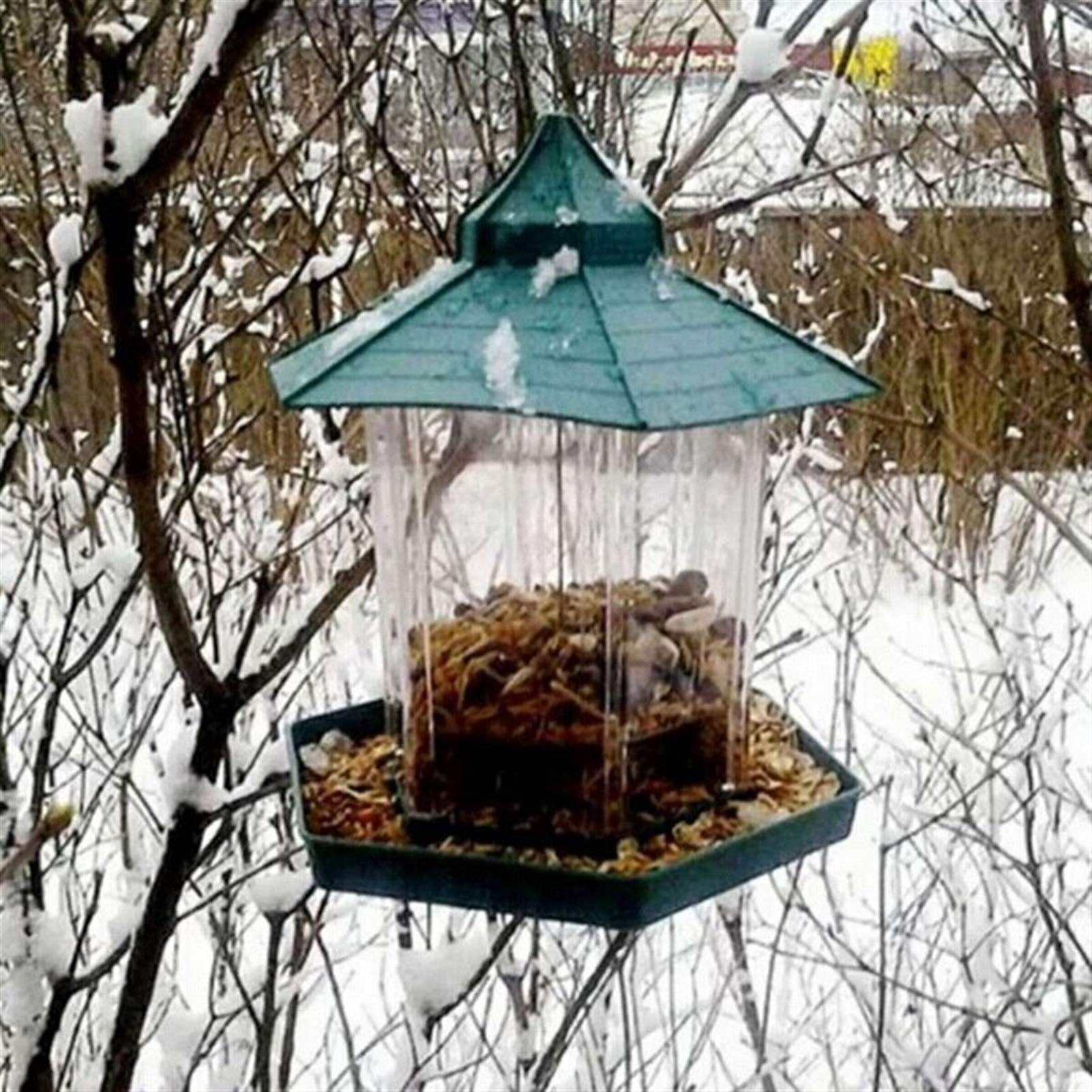 Karmnik dla ptaków Drewniane Nowy Hot Wild Bird Feerer Outdoor Bird Coverers Pojemnik na żywność Wiszące Gazebo Ptak Podajnik do dekoracji ogrodowej Karmniki dla dzikich ptaków