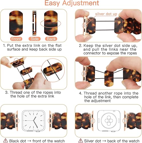 Miniatura 6 de Correa elástica ajustable para Apple Watch Series 10, 9, 8, 7, 6, 5, 4, 3, Ultra, 2, 1 - Correa de resina para iWatch para mujer de 1.654 pulgadas,