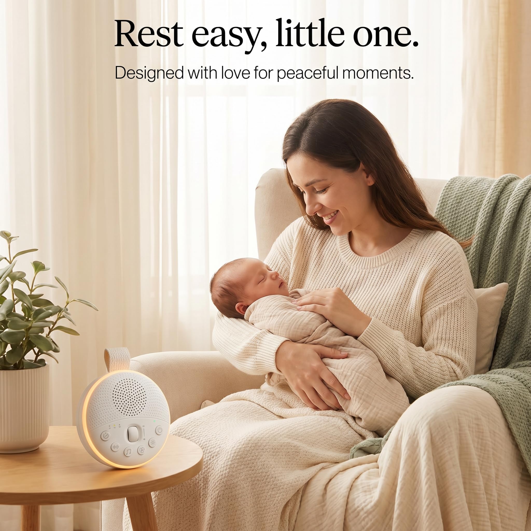 Máquina de dormir portátil de ruido blanco, 21 sonidos relajantes naturales sin bucle, batería recargable, 32 niveles de volumen con función de memoria, temporizador, clip, bloqueo infantil