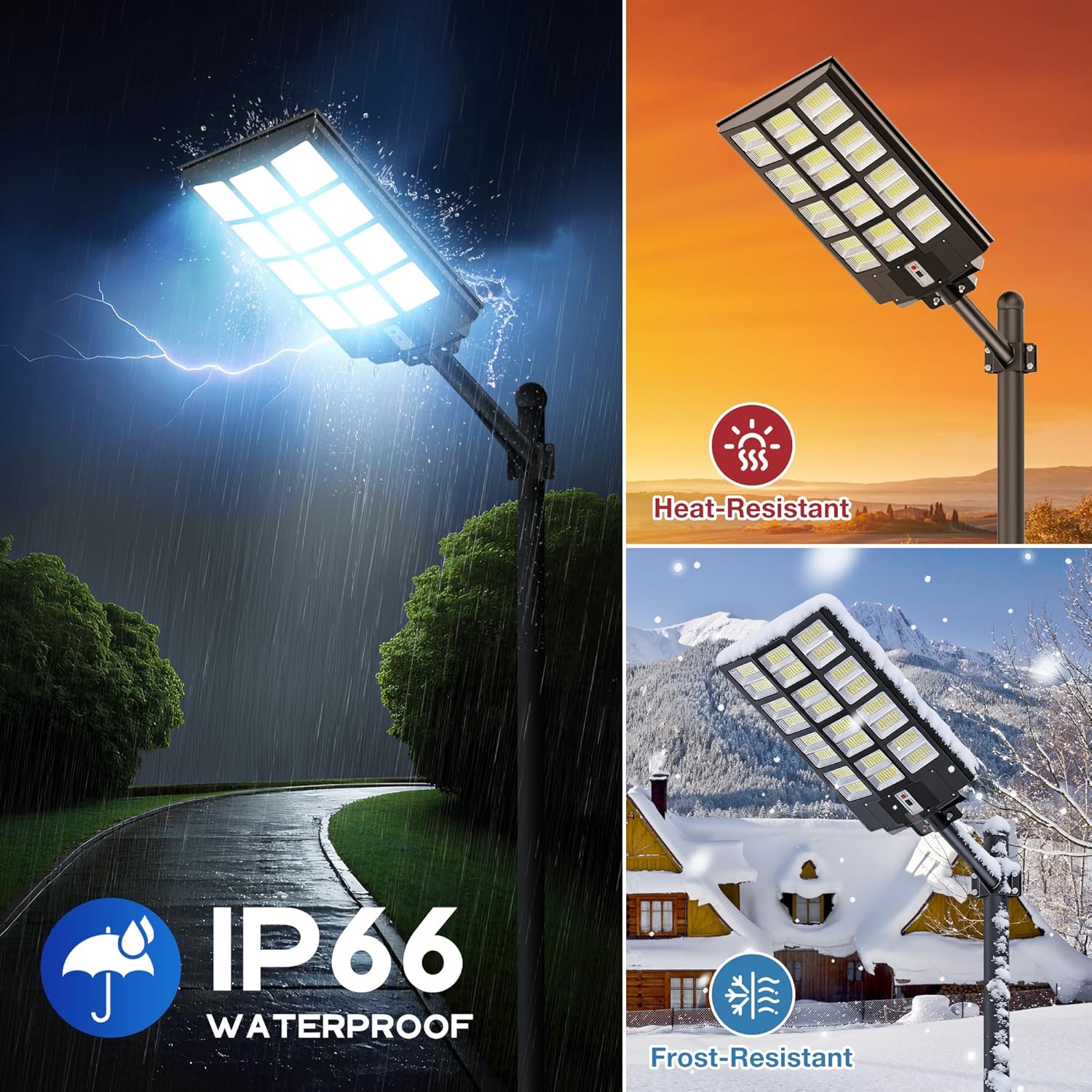 10000W Solar Street Lights Outdoor, Ultra Brighter Solar Lights Outdoor Waterproof, Solar Flood Lights Outdoor with Motion Sensor, Dusk to Dawn, Remote Control, IP66 Waterproof for Yard, Parking Lots