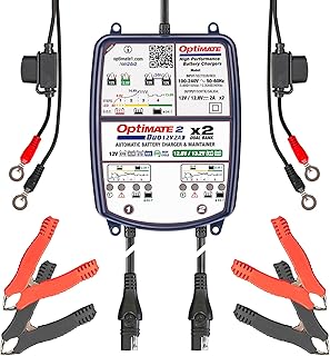 OptiMate2 DUO x 2-BANK,2A Battery Charger & Maintainer for all 12/12.8V Motorcycles, Cars and Powersport Batteries