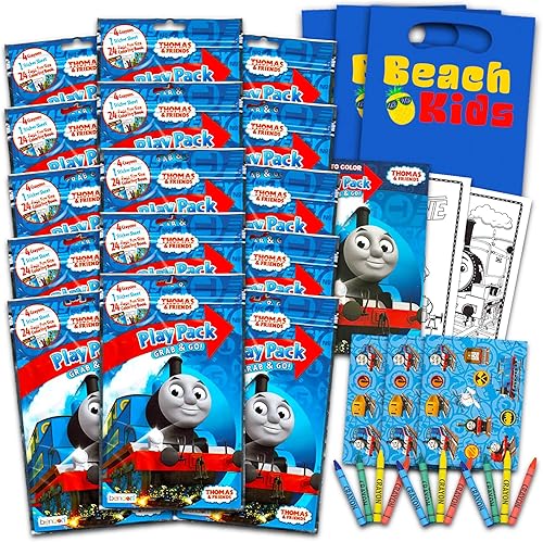 Bendon Juego de 15 paquetes de juegos para niños ~ Divertidos recuerdos de fiesta para colorear crayones calcomanías (Thomas y sus amigos)
