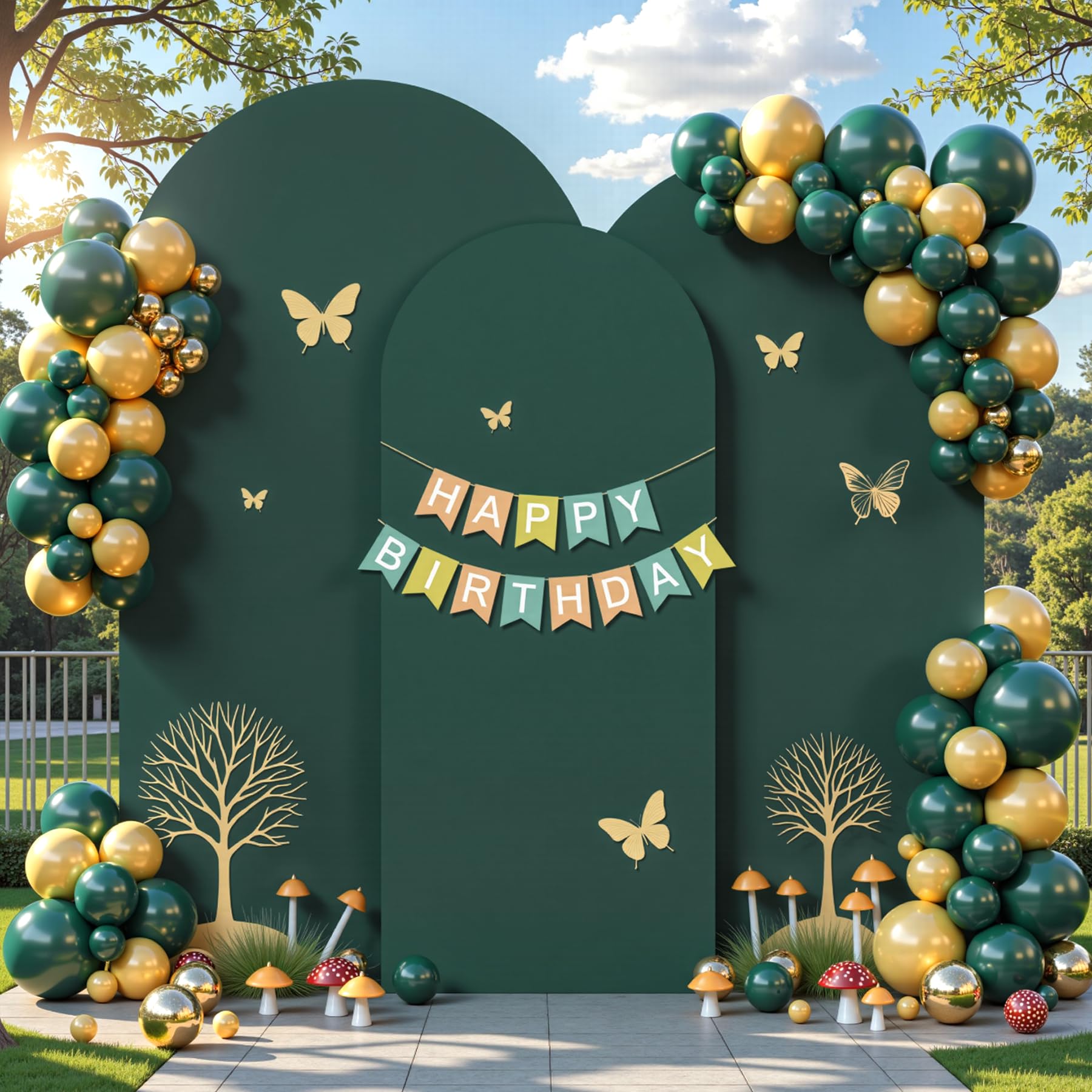 Lot de 3 housses d'arche de mariage vertes (2,3 m, 2 m, 1,8 m) - Toile de fond extensible en élasthanne pour fête d'anniversaire, fête prénatale, décoration d'arche de mariage