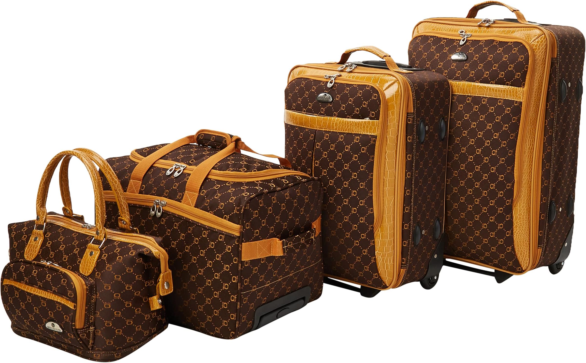 American Flyer Luggage Signature 4 Piece Set, telescoping_handle, Chocolate Gold, One Size