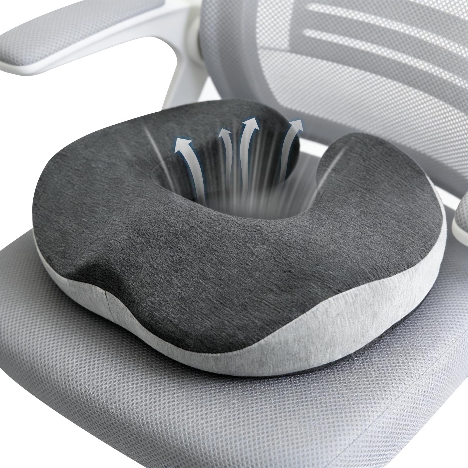 Cuscino Antidecubito, Cuscino per Emorroidi, Ciambella per Sedersi, Cuscino Ortopedico, in Schiuma Memory con Rivestimento Estraibile, per Ufficio, Auto, Sedia a Rotelle, Casa