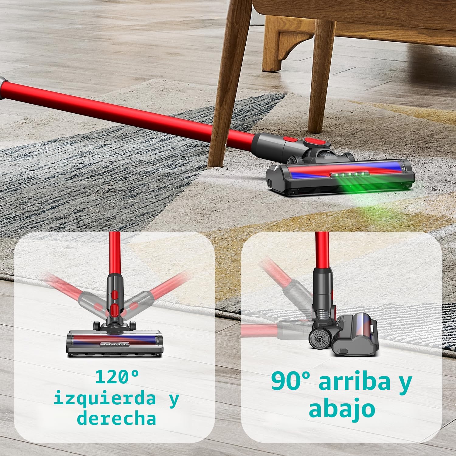 Cepillo con rodillo suave para Dyson V7 V8 V10 V11 V15, pieza de repuesto para boquilla de suelo, cepillo de repuesto con rodillo suave, luces frontales para suelos duros como parquet, suelos de