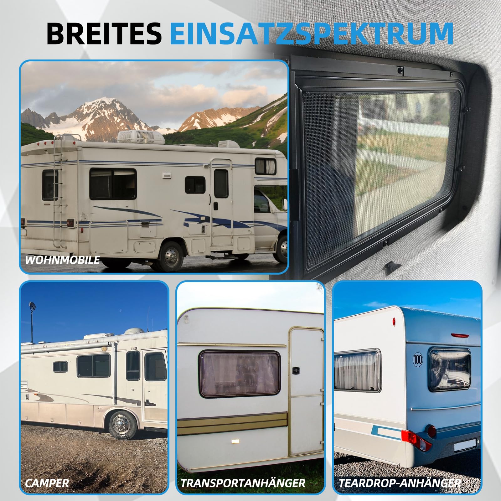 finestra laterale per camper, finestra scorrevole per camper con zanzariera, finestra per camper, adatta per camper, roulotte e rimorchi (600×300mm)