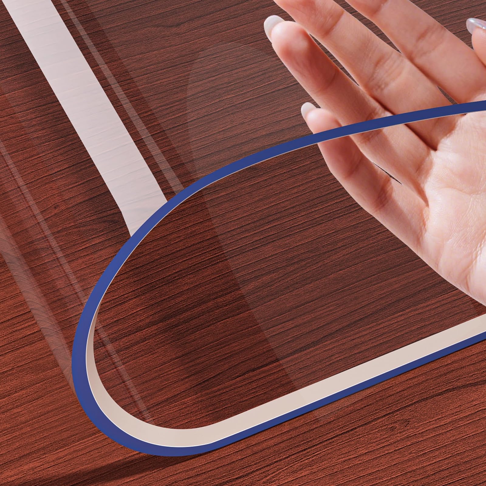 PVC Clear Table Protector Clear 2mm PVC Rectangle Tablecloth Protector Water proof No Shrinkage Bevel Edge Multisize(150x150cm/59x59in)