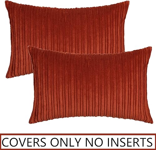 Miniatura 783 de UGASA - Juego de 2 fundas de almohada de terciopelo a rayas, funda decorativa para cojín con cremallera oculta para el hogar, sofá, dormitorio,