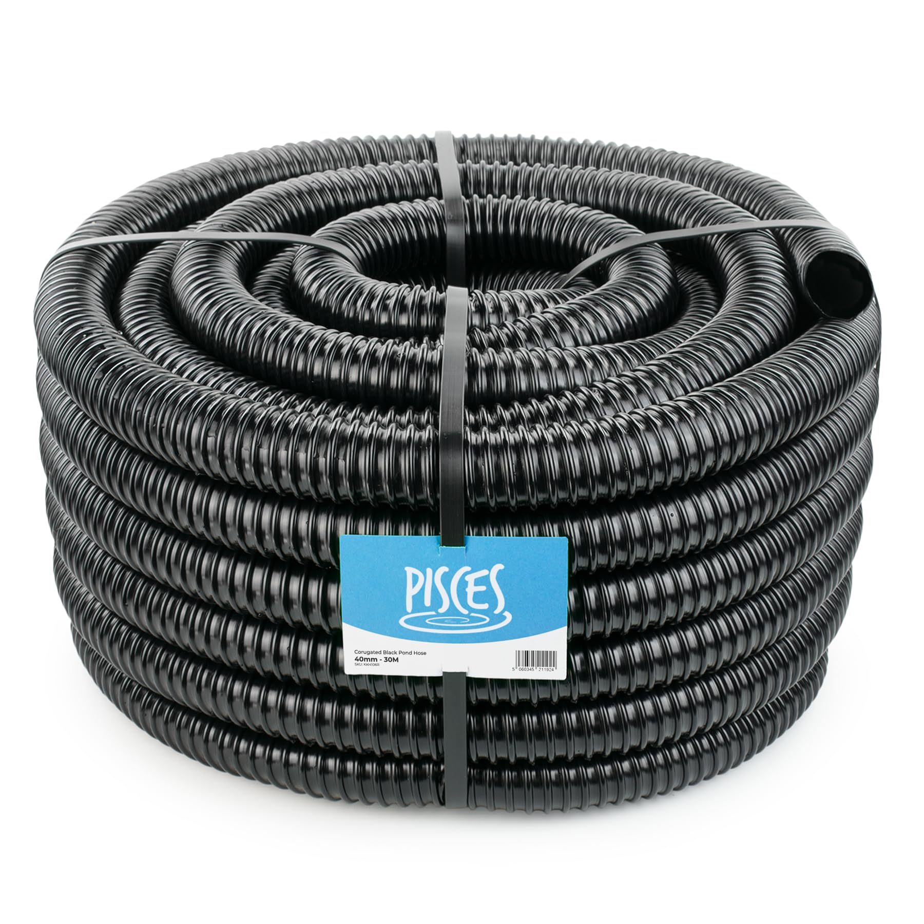 Pisces Black Flexible Pond Hose Pipe | 40Mm (1.5 Inch) X 30 Metre Roll | Corrugated Tubing For Filter Pumps And Uvc Systems