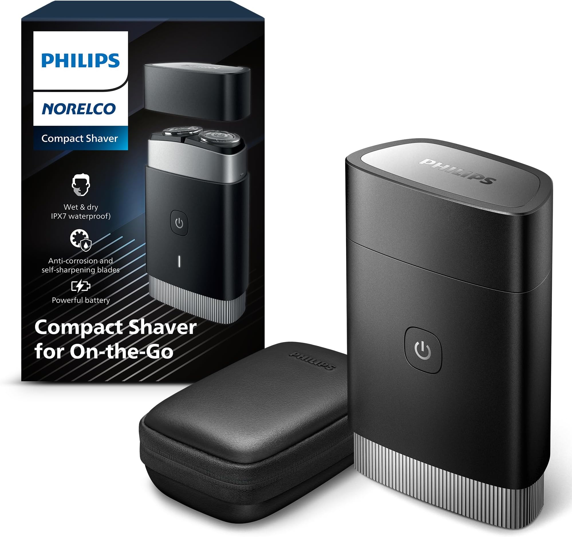 Norelco Portable Shaver, On-The-Go Wet and Dry Electric Shaver, ComfortCut Blade System, 3D Floating Heads, Compact Design, Powerful Battery, Model PQ888/81