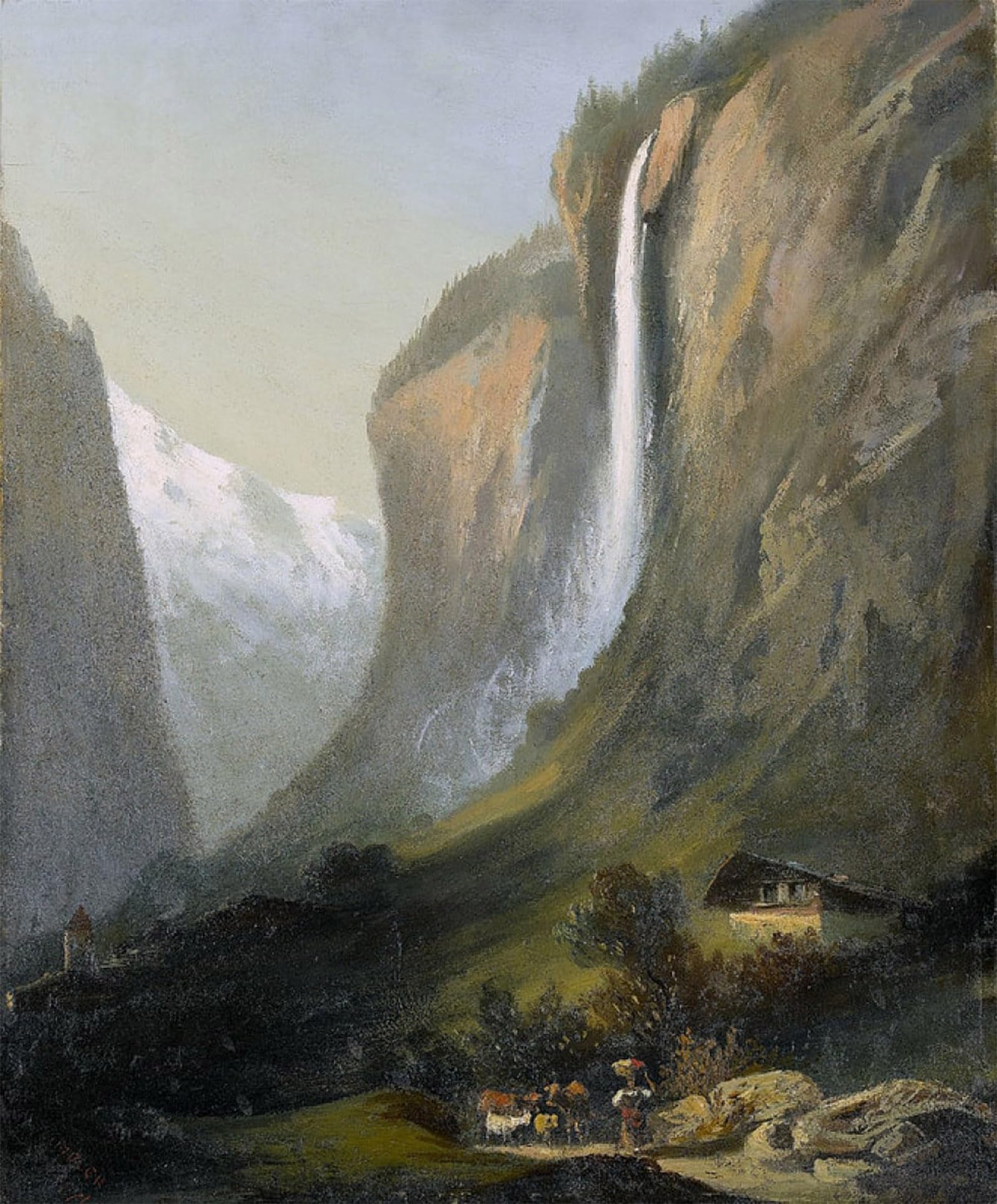 POSTERIIk Vintage Classic Picture Landscape Artwork Der Staubbachfall by Ferdinand Hodler Portrait Canvas Painting for Office Home Decor 60x90cm