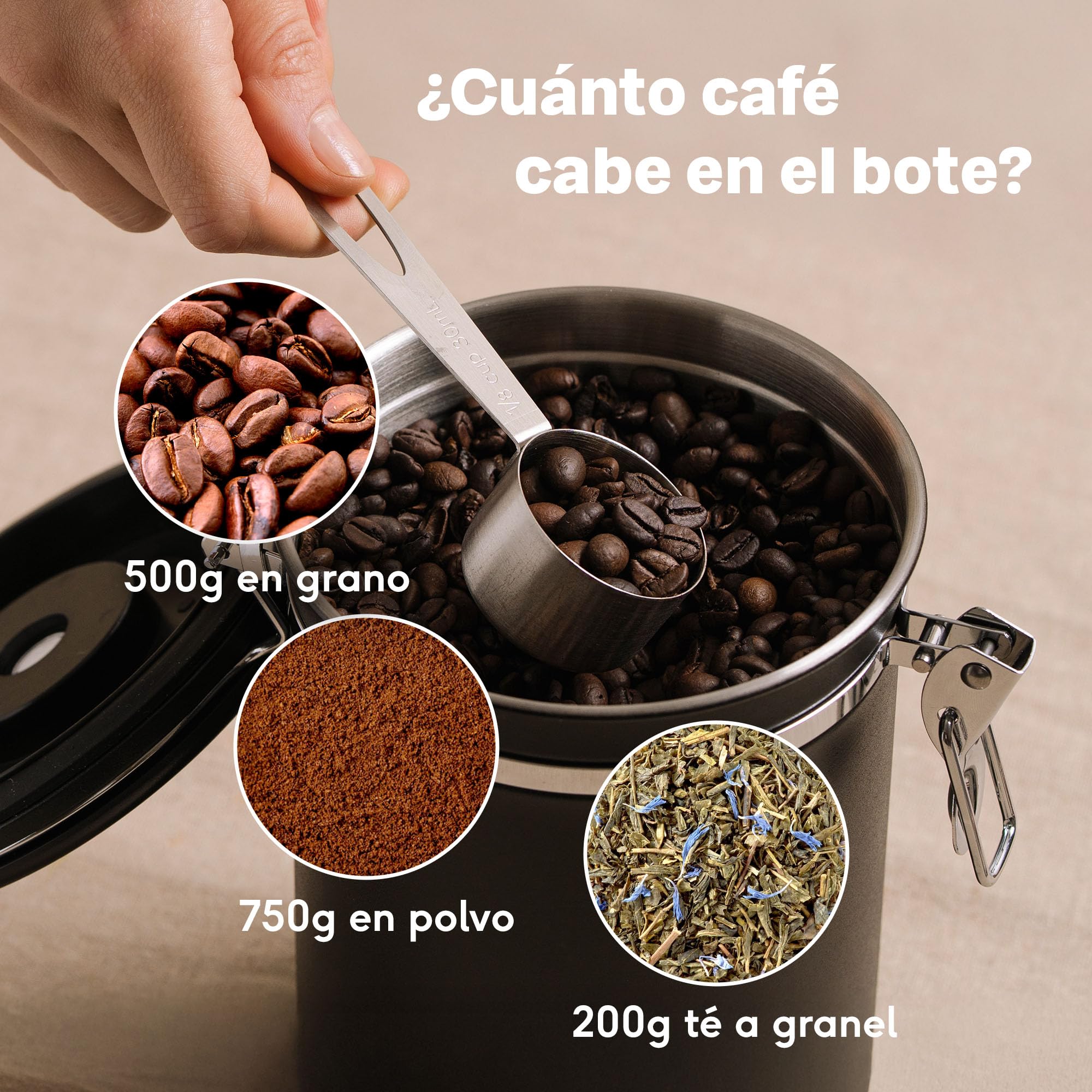 SILBERTHAL Set molinillo, cafetera francesa 1L y tarro - Inox y cristal | 6 niveles de molido - Acero inoxidable y cristal - Ideal para los amantes del café - Disfruta del café como un barista