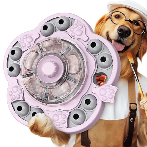 KADTC 3-Level Dog Puzzle Toy, Spin to Release Treat Dispenser, Slow Feeder | LARGE SIZE - Slide, swing, sniff, search: 4 play modes curb boredom, channel energy, build focus, deliver mental stimulation. - Pink