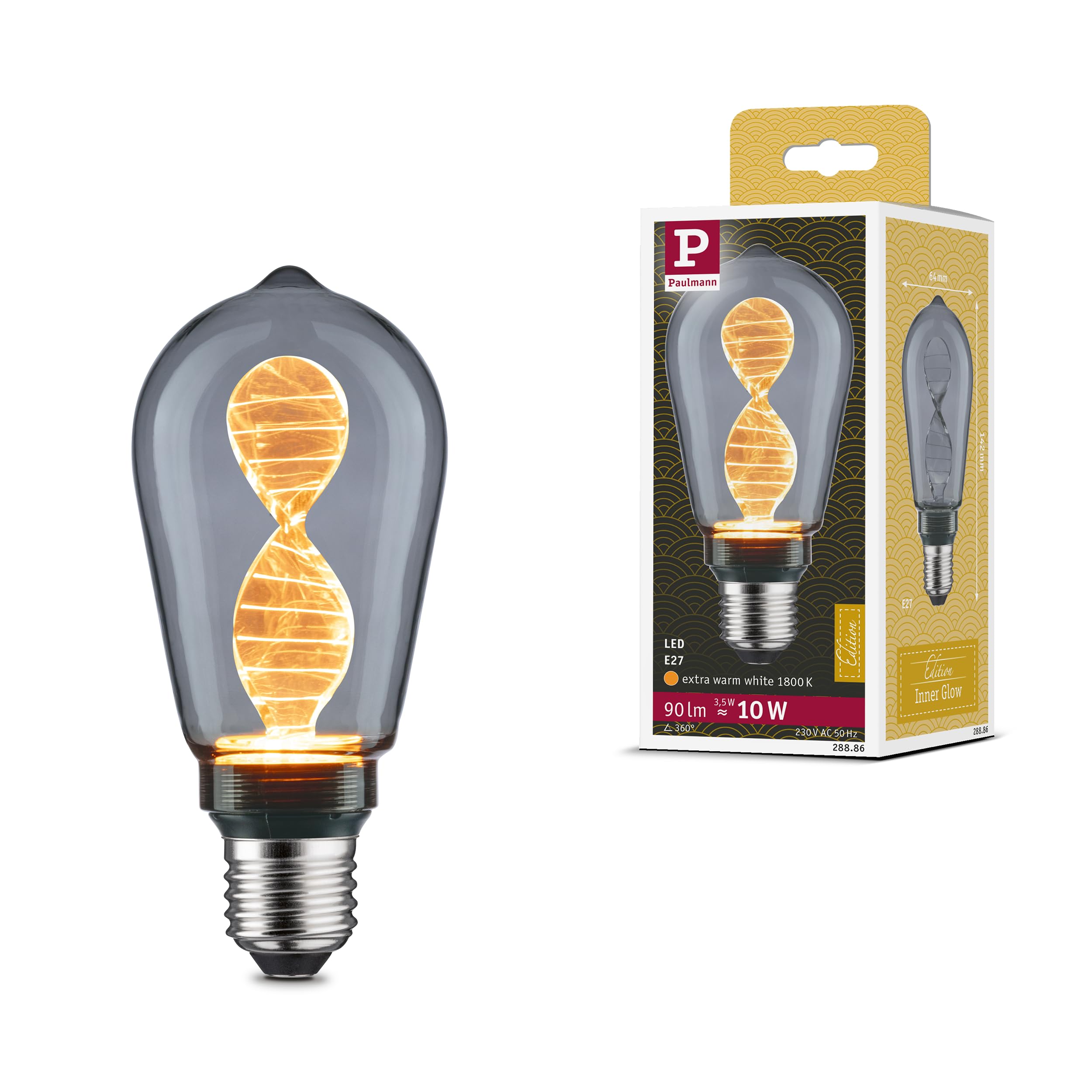 Paulmann 28886 LED lamp Inner Glow Edition Corn 90lm Smoke Glass 3.5W Lamp Smoke Glass 1800K E27