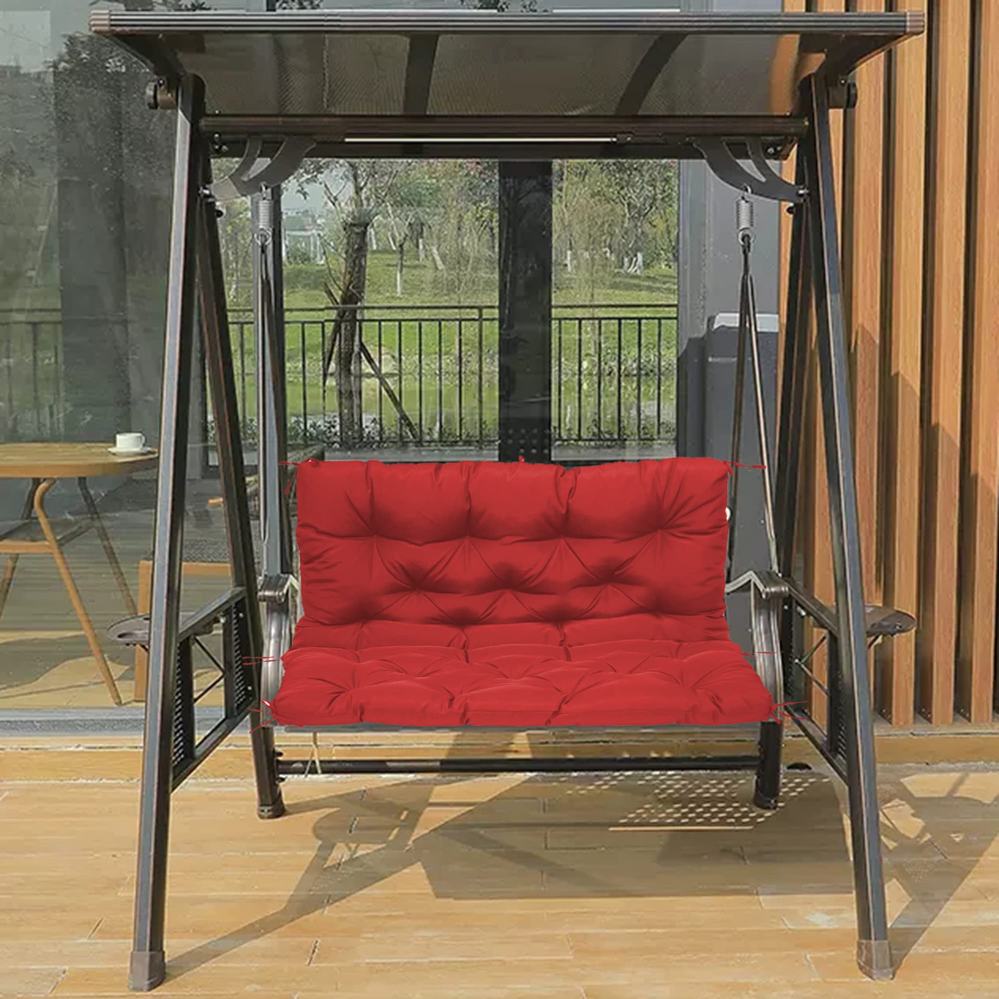 Coussin de banc imperméable rouge 150x100x10 cm pour mobilier de jardin