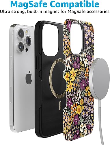 Vista 1150 de Casely Funda para iPhone 15 Pro Jardín Secreto Flores mixtas Funda atrevida Compatible con MagSafe y botón de acción Jardín Secreto Floral