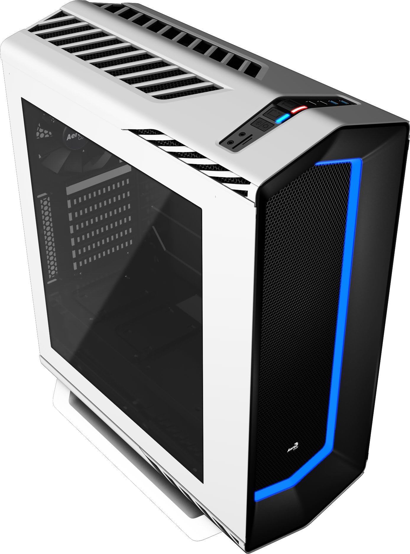 AeroCool Mid Tower Case with PWM Fan Hub and Watercooling Ready with USB 3.0, White (P7-C1 White)