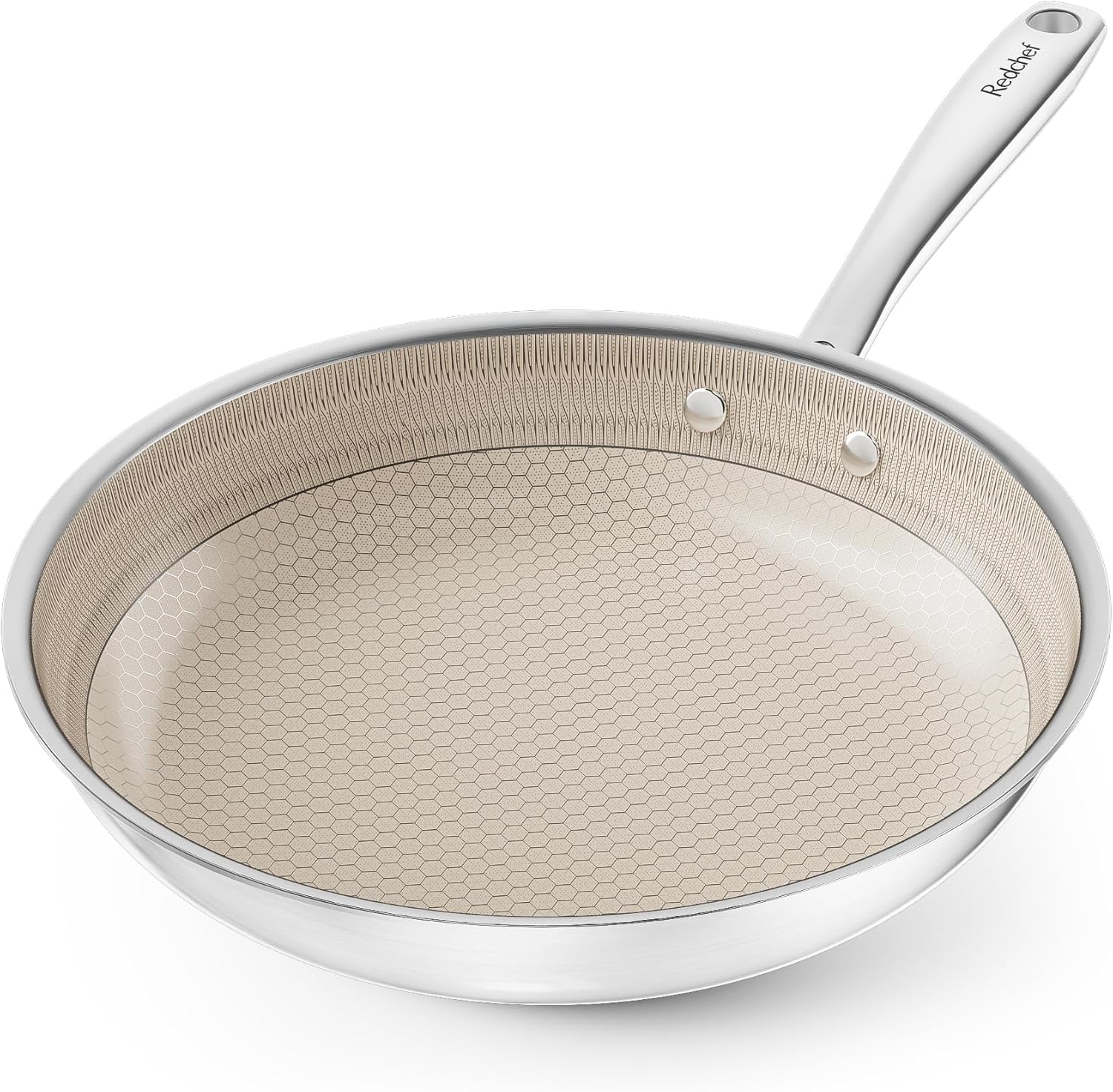 Redchef Non Stick Frying Pans, Hybrid 10 Inch Ceramic Frying Pan, Nonstick Skillet with Stay-Cool Handle, Non Toxic, PFAS PFOA & PTFE Free, Dishwasher & Oven Safe, Compatible with All Cooktops