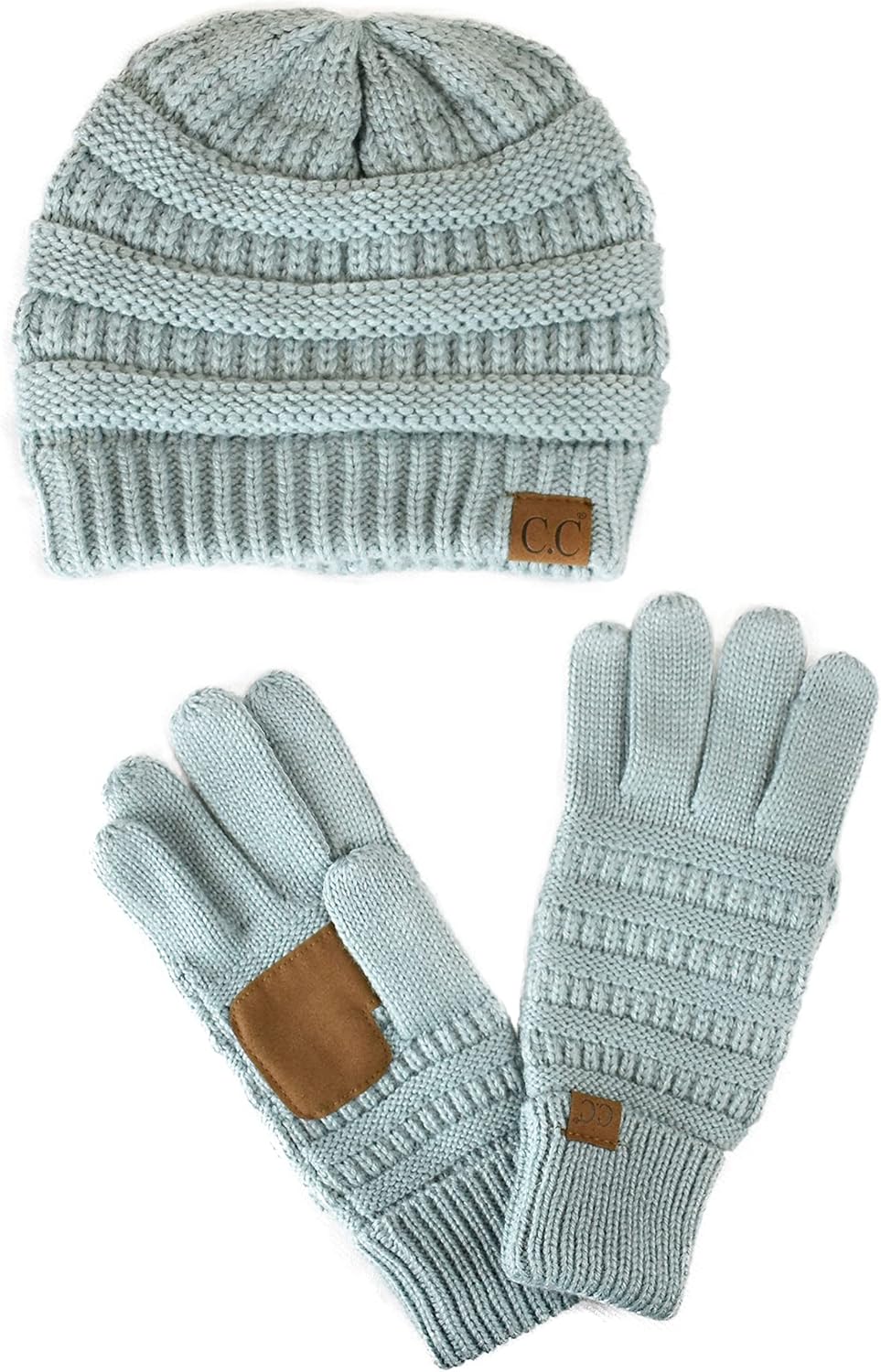 [Uooiu] C.C Unisex Soft Stretch Cable Knit Beanie and Anti-Slip To