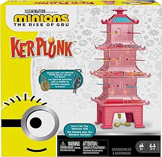 Kerplunk Kids Game Featuring Illumination's Minions: the Rise of Gru with Minions Game Pieces and Pagoda Tower, Gift for 5 Year Olds and Up