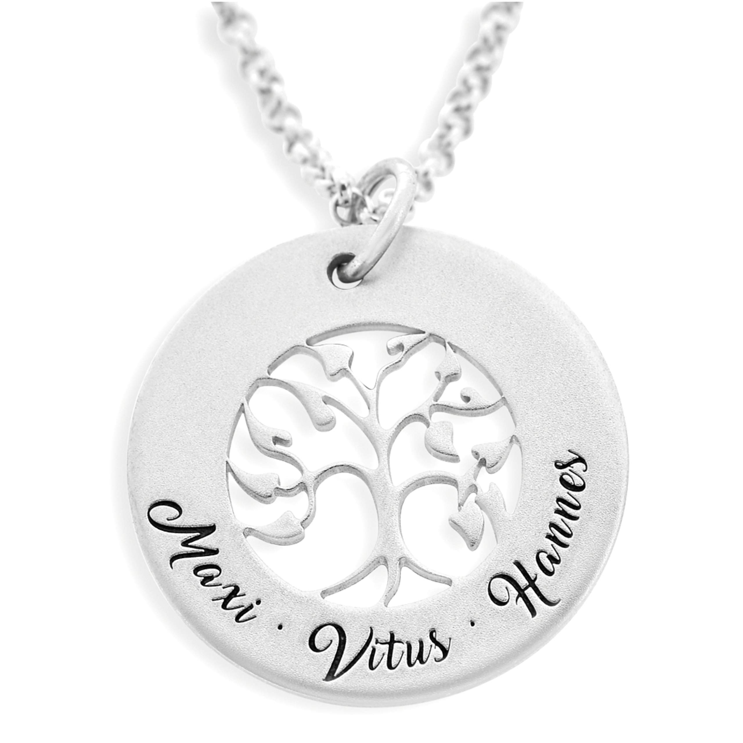 Kette Lebensbaum mit Namen Gravur Schmuck Familienkette 925 Silber Baum des Lebens Schmuck mit Gravur mit Namen Collier tree of life besonderer Silberschmuck Namenskette | HANDMADE IN GERMANY