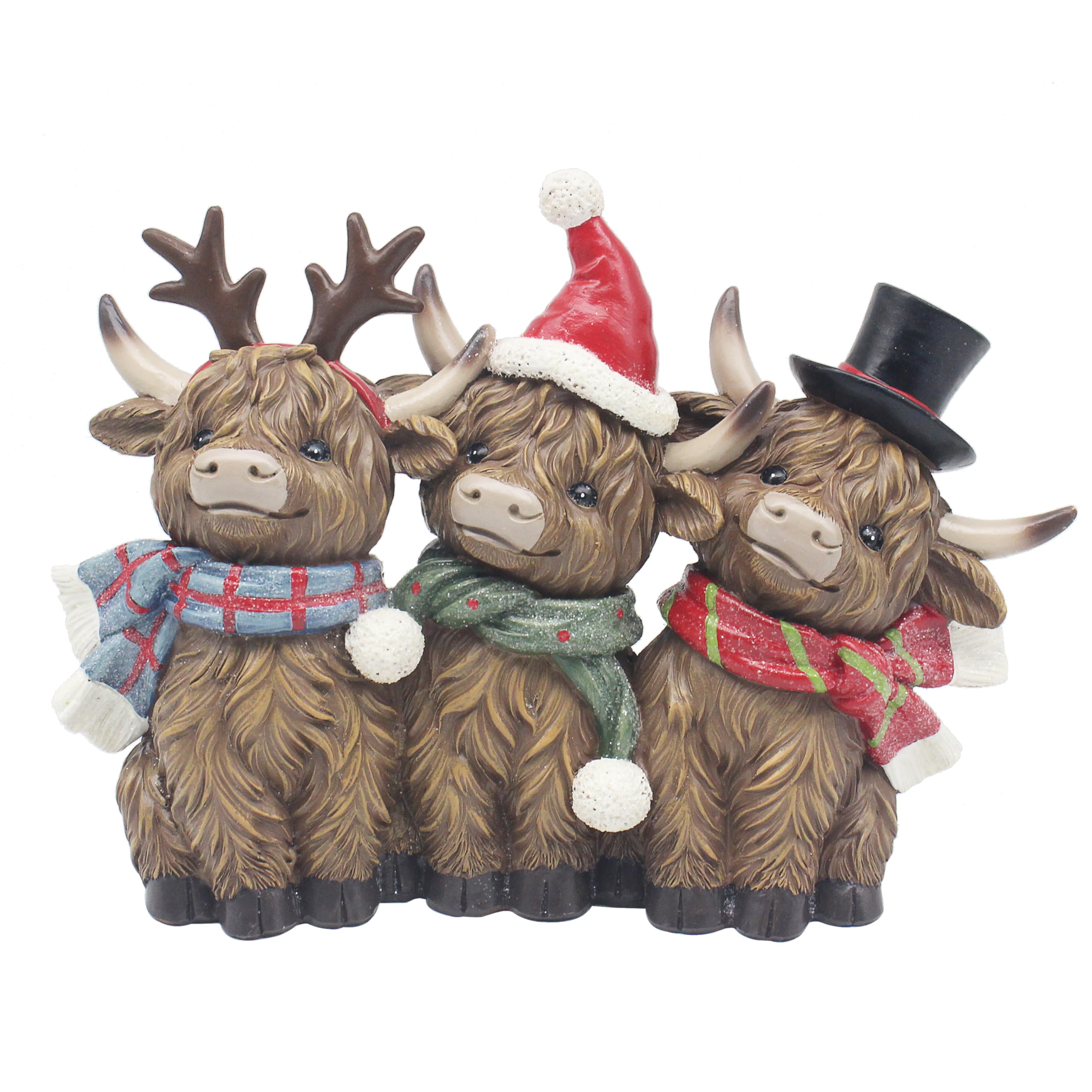 The Leonardo Collection Highland Cow Set 3 Figurines & Ornaments For Home & Office | Decorative Home Accessories Statues For Indoor & Outdoor | Lovely Gifts for Women & Men