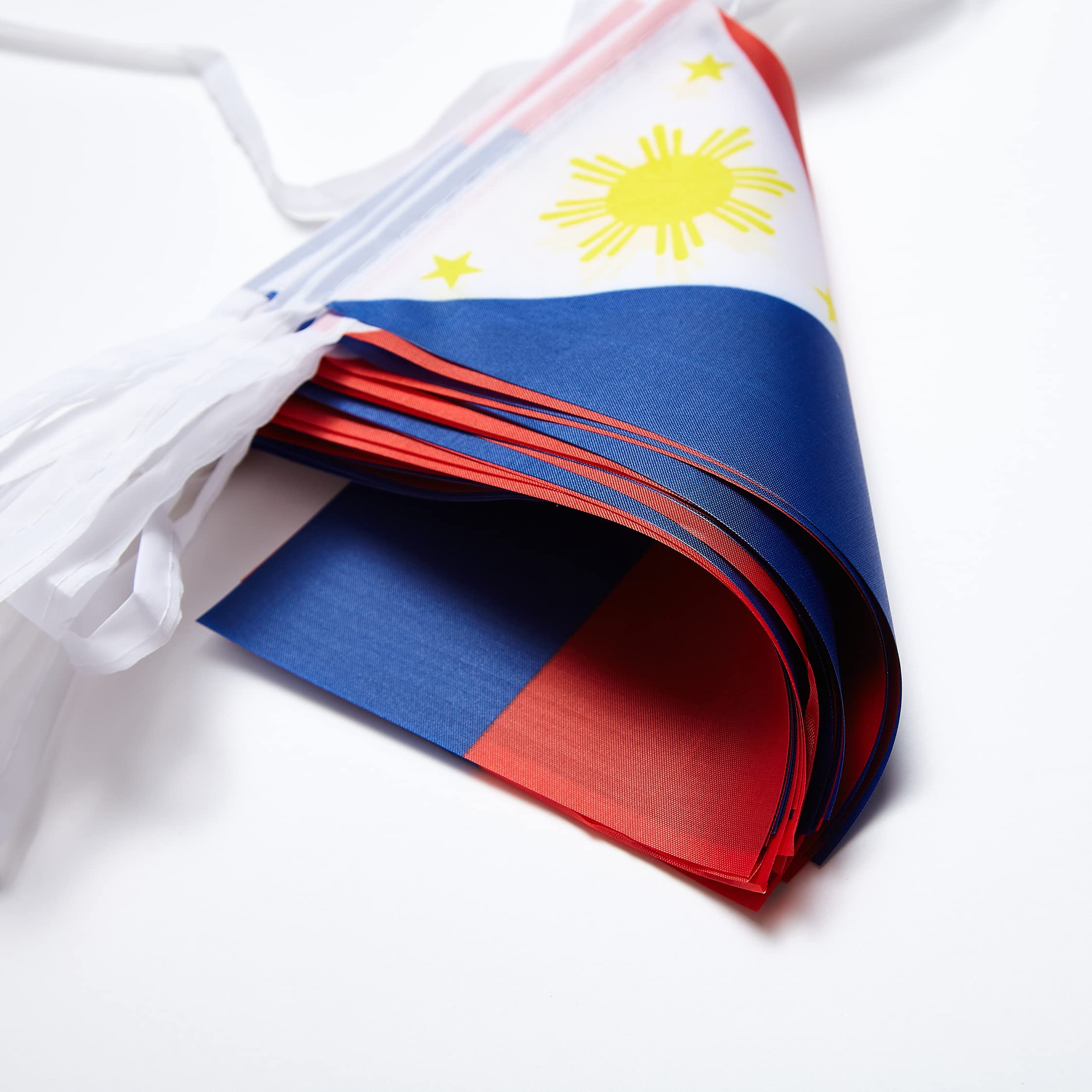 40 Kleine Philippinische Flaggen An 2x 9m Schnur – 14x21 Cm, Polyester, Für Unabhängigkeitstag & Feiern