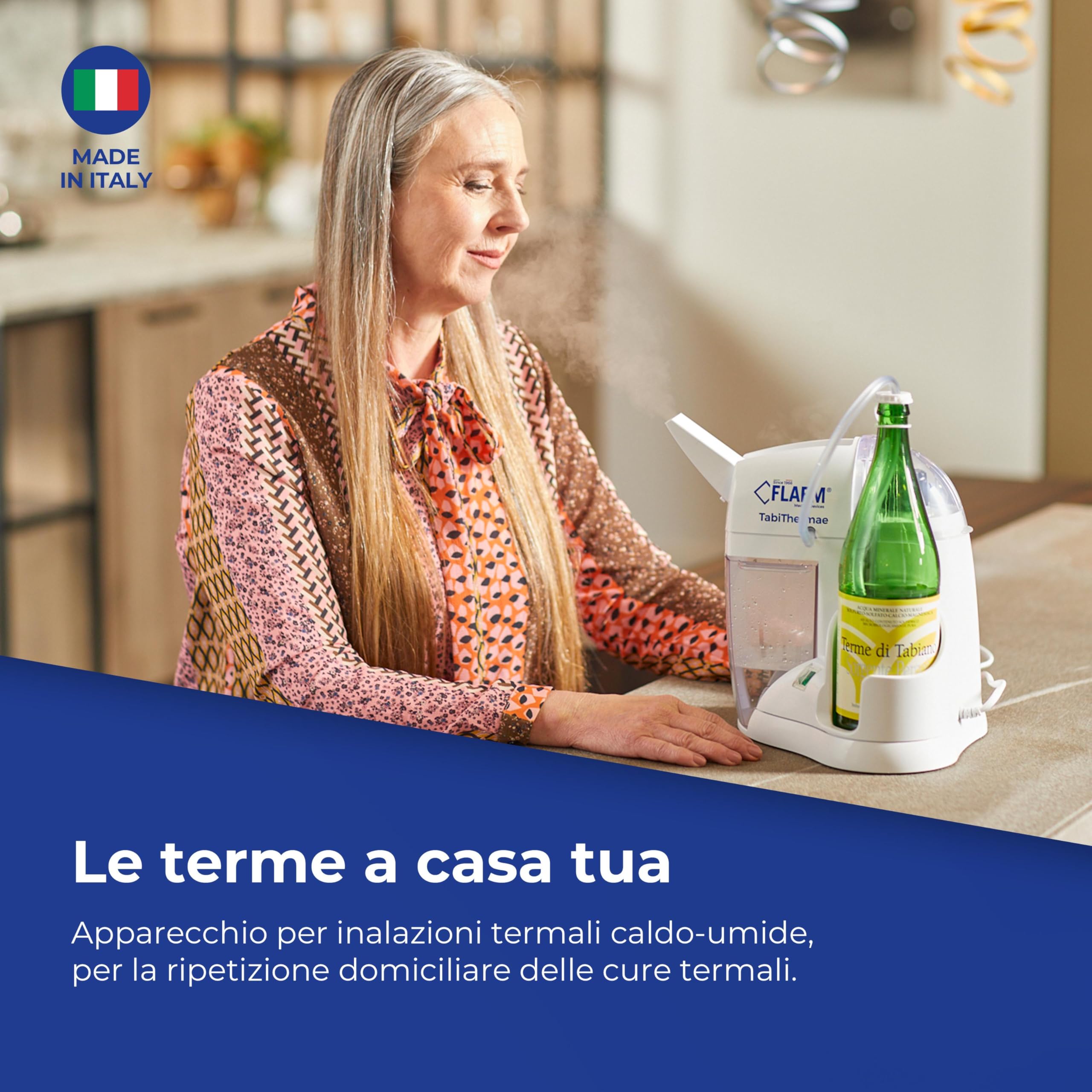 Flaem, Tabi Thermae, Inalatore Termale Domestico Comodo e Compatto, Apparecchio Adulti Certificato per Inalazioni Termali, Ideale per il Trattamento delle Alte Vie Respiratorie, Made in Italy